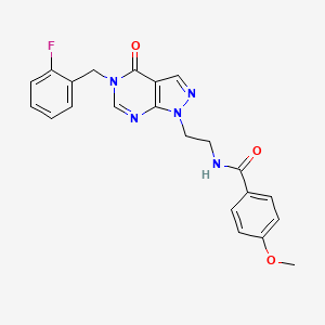molecular formula C22H20FN5O3 B2808618 N-(2-(5-(2-fluorobenzyl)-4-oxo-4,5-dihydro-1H-pyrazolo[3,4-d]pyrimidin-1-yl)ethyl)-4-methoxybenzamide CAS No. 921889-95-4