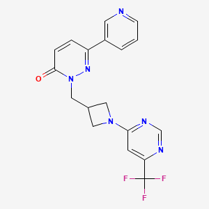 molecular formula C18H15F3N6O B2808644 6-(Pyridin-3-yl)-2-({1-[6-(trifluoromethyl)pyrimidin-4-yl]azetidin-3-yl}methyl)-2,3-dihydropyridazin-3-one CAS No. 2198425-42-0