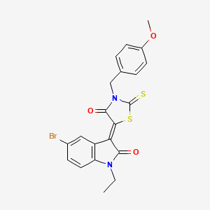 (3Z)-5-bromo-1-ethyl-3-[3-(4-methoxybenzyl)-4-oxo-2-thioxo-1,3-thiazolidin-5-ylidene]-1,3-dihydro-2H-indol-2-one