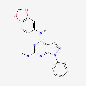 molecular formula C20H18N6O2 B2808650 N~4~-(1,3-benzodioxol-5-yl)-N~6~,N~6~-dimethyl-1-phenyl-1H-pyrazolo[3,4-d]pyrimidine-4,6-diamine CAS No. 955336-80-8