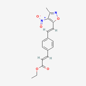 molecular formula C17H16N2O5 B2808655 ethyl (2E)-3-{4-[(E)-2-(3-methyl-4-nitro-1,2-oxazol-5-yl)ethenyl]phenyl}prop-2-enoate CAS No. 338395-86-1