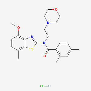 molecular formula C24H30ClN3O3S B2808662 N-(4-methoxy-7-methylbenzo[d]thiazol-2-yl)-2,4-dimethyl-N-(2-morpholinoethyl)benzamide hydrochloride CAS No. 1330290-36-2