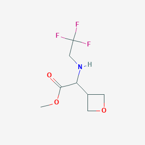 molecular formula C8H12F3NO3 B2808663 Methyl 2-(oxetan-3-yl)-2-(2,2,2-trifluoroethylamino)acetate CAS No. 2287267-98-3