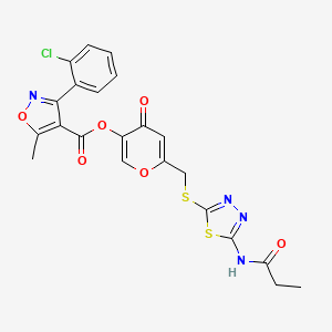 4-oxo-6-(((5-propionamido-1,3,4-thiadiazol-2-yl)thio)methyl)-4H-pyran-3-yl 3-(2-chlorophenyl)-5-methylisoxazole-4-carboxylate