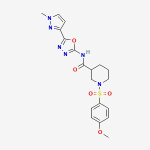 molecular formula C19H22N6O5S B2808667 1-((4-methoxyphenyl)sulfonyl)-N-(5-(1-methyl-1H-pyrazol-3-yl)-1,3,4-oxadiazol-2-yl)piperidine-3-carboxamide CAS No. 1203199-42-1