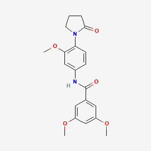 molecular formula C20H22N2O5 B2808682 3,5-dimethoxy-N-[3-methoxy-4-(2-oxopyrrolidin-1-yl)phenyl]benzamide CAS No. 941993-02-8
