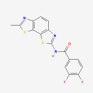 molecular formula C16H9F2N3OS2 B2808692 3,4-difluoro-N-{11-methyl-3,12-dithia-5,10-diazatricyclo[7.3.0.0^{2,6}]dodeca-1(9),2(6),4,7,10-pentaen-4-yl}benzamide CAS No. 327038-73-3