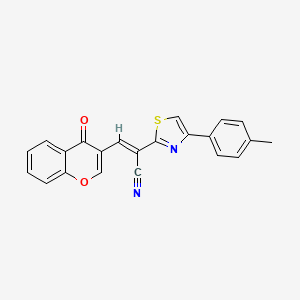 molecular formula C22H14N2O2S B2808701 (2E)-2-[4-(4-methylphenyl)-1,3-thiazol-2-yl]-3-(4-oxo-4H-chromen-3-yl)prop-2-enenitrile CAS No. 476674-15-4
