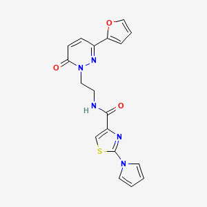 molecular formula C18H15N5O3S B2808711 N-(2-(3-(furan-2-yl)-6-oxopyridazin-1(6H)-yl)ethyl)-2-(1H-pyrrol-1-yl)thiazole-4-carboxamide CAS No. 1207000-42-7