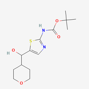 molecular formula C14H22N2O4S B2808737 tert-Butyl (5-(hydroxy(tetrahydro-2H-pyran-4-yl)methyl)thiazol-2-yl)carbamate CAS No. 2174002-59-4