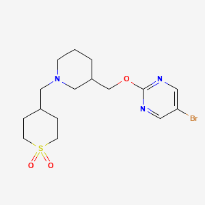 molecular formula C16H24BrN3O3S B2808738 4-[(3-{[(5-bromopyrimidin-2-yl)oxy]methyl}piperidin-1-yl)methyl]-1lambda6-thiane-1,1-dione CAS No. 2380056-13-1