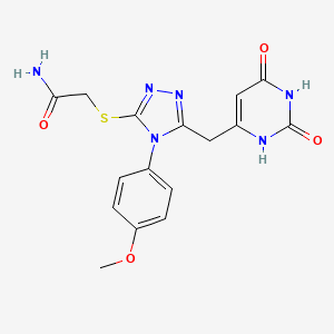 molecular formula C16H16N6O4S B2808744 2-((5-((2,6-dioxo-1,2,3,6-tetrahydropyrimidin-4-yl)methyl)-4-(4-methoxyphenyl)-4H-1,2,4-triazol-3-yl)thio)acetamide CAS No. 852152-86-4