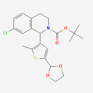molecular formula C22H26ClNO4S B2808771 tert-Butyl 1-(5-(1,3-dioxolan-2-yl)-2-methylthiophen-3-yl)-7-chloro-3,4-dihydroisoquinoline-2(1H)-carboxylate CAS No. 1858275-14-5