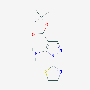 molecular formula C11H14N4O2S B2808775 Tert-butyl 5-amino-1-(1,3-thiazol-2-yl)pyrazole-4-carboxylate CAS No. 2248388-95-4