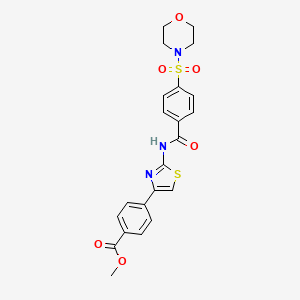 molecular formula C22H21N3O6S2 B2808784 Methyl 4-[2-[(4-morpholin-4-ylsulfonylbenzoyl)amino]-1,3-thiazol-4-yl]benzoate CAS No. 361173-42-4