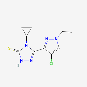molecular formula C10H12ClN5S B2808799 5-(4-chloro-1-ethyl-1H-pyrazol-3-yl)-4-cyclopropyl-4H-1,2,4-triazole-3-thiol CAS No. 1001500-10-2