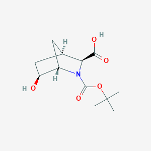 molecular formula C12H19NO5 B2808819 rac-(1R,3R,4S,6R)-2-[(tert-butoxy)carbonyl]-6-hydroxy-2-azabicyclo[2.2.1]heptane-3-carboxylicacid CAS No. 1446519-33-0