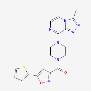 (4-(3-Methyl-[1,2,4]triazolo[4,3-a]pyrazin-8-yl)piperazin-1-yl)(5-(thiophen-2-yl)isoxazol-3-yl)methanone