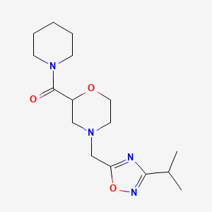 Piperidin-1-yl-[4-[(3-propan-2-yl-1,2,4-oxadiazol-5-yl)methyl]morpholin-2-yl]methanone