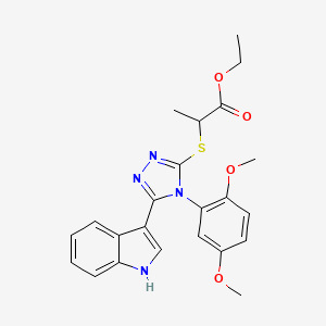 molecular formula C23H24N4O4S B2808854 ethyl 2-((4-(2,5-dimethoxyphenyl)-5-(1H-indol-3-yl)-4H-1,2,4-triazol-3-yl)thio)propanoate CAS No. 946308-58-3