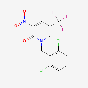 molecular formula C13H7Cl2F3N2O3 B2808859 1-(2,6-dichlorobenzyl)-3-nitro-5-(trifluoromethyl)-2(1H)-pyridinone CAS No. 339009-22-2