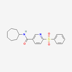 molecular formula C19H22N2O3S B2808892 N-cycloheptyl-6-(phenylsulfonyl)nicotinamide CAS No. 1286702-14-4