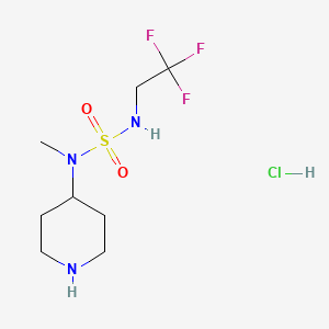 molecular formula C8H17ClF3N3O2S B2808925 4-[Methyl(2,2,2-trifluoroethylsulfamoyl)amino]piperidine;hydrochloride CAS No. 2034576-79-7