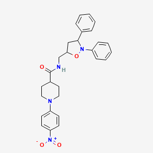 molecular formula C28H30N4O4 B2808930 N-[(2,3-diphenyl-1,2-oxazolidin-5-yl)methyl]-1-(4-nitrophenyl)piperidine-4-carboxamide CAS No. 306977-99-1