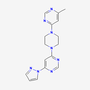 molecular formula C16H18N8 B2808932 4-Methyl-6-[4-(6-pyrazol-1-ylpyrimidin-4-yl)piperazin-1-yl]pyrimidine CAS No. 2415630-54-3