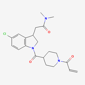 molecular formula C21H26ClN3O3 B2808935 2-[5-Chloro-1-(1-prop-2-enoylpiperidine-4-carbonyl)-2,3-dihydroindol-3-yl]-N,N-dimethylacetamide CAS No. 2361758-27-0