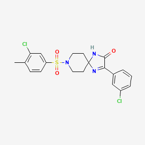 molecular formula C20H19Cl2N3O3S B2808942 8-((3-Chloro-4-methylphenyl)sulfonyl)-3-(3-chlorophenyl)-1,4,8-triazaspiro[4.5]dec-3-en-2-one CAS No. 1358077-17-4