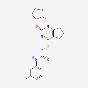 2-((2-oxo-1-((tetrahydrofuran-2-yl)methyl)-2,5,6,7-tetrahydro-1H-cyclopenta[d]pyrimidin-4-yl)thio)-N-(m-tolyl)acetamide