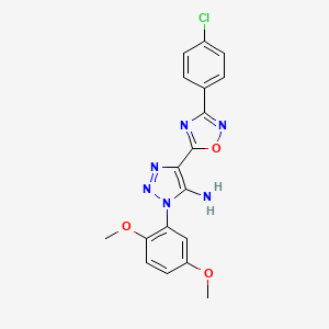 molecular formula C18H15ClN6O3 B2808985 5-[3-(4-Chlorophenyl)-1,2,4-oxadiazol-5-yl]-3-(2,5-dimethoxyphenyl)triazol-4-amine CAS No. 892777-63-8