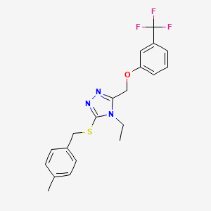 molecular formula C20H20F3N3OS B2808987 4-Ethyl-3-[(4-methylphenyl)methylsulfanyl]-5-[[3-(trifluoromethyl)phenoxy]methyl]-1,2,4-triazole CAS No. 383146-72-3