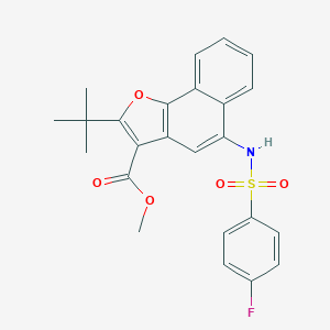 molecular formula C24H22FNO5S B280899 METHYL 2-TERT-BUTYL-5-(4-FLUOROBENZENESULFONAMIDO)NAPHTHO[1,2-B]FURAN-3-CARBOXYLATE 