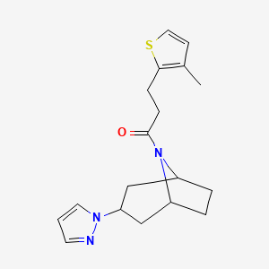 molecular formula C18H23N3OS B2809015 1-((1R,5S)-3-(1H-pyrazol-1-yl)-8-azabicyclo[3.2.1]octan-8-yl)-3-(3-methylthiophen-2-yl)propan-1-one CAS No. 2319808-63-2
