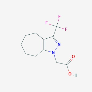molecular formula C11H13F3N2O2 B2809046 [3-(trifluoromethyl)-5,6,7,8-tetrahydrocyclohepta[c]pyrazol-1(4H)-yl]acetic acid CAS No. 695191-63-0