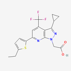 2-(3-Cyclopropyl-6-(5-ethylthiophen-2-yl)-4-(trifluoromethyl)-1H-pyrazolo[3,4-b]pyridin-1-yl)acetic acid