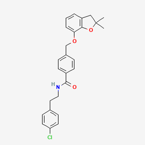 B2809062 N-(4-chlorophenethyl)-4-(((2,2-dimethyl-2,3-dihydrobenzofuran-7-yl)oxy)methyl)benzamide CAS No. 322446-33-3