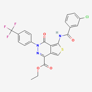molecular formula C23H15ClF3N3O4S B2809076 Ethyl 5-(3-chlorobenzamido)-4-oxo-3-(4-(trifluoromethyl)phenyl)-3,4-dihydrothieno[3,4-d]pyridazine-1-carboxylate CAS No. 851951-28-5