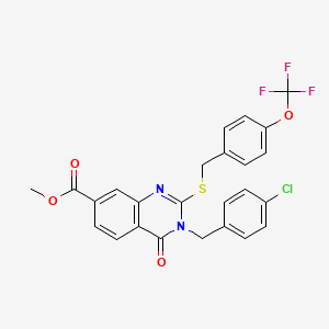 Methyl 3-[(4-chlorophenyl)methyl]-4-oxo-2-[[4-(trifluoromethoxy)phenyl]methylsulfanyl]quinazoline-7-carboxylate