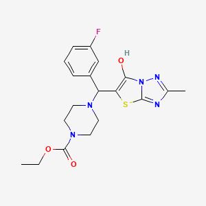 Ethyl 4-((3-fluorophenyl)(6-hydroxy-2-methylthiazolo[3,2-b][1,2,4]triazol-5-yl)methyl)piperazine-1-carboxylate