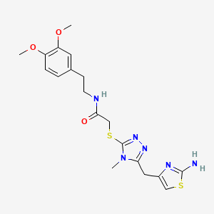 molecular formula C19H24N6O3S2 B2809112 2-({5-[(2-amino-1,3-thiazol-4-yl)methyl]-4-methyl-4H-1,2,4-triazol-3-yl}sulfanyl)-N-[2-(3,4-dimethoxyphenyl)ethyl]acetamide CAS No. 690643-02-8