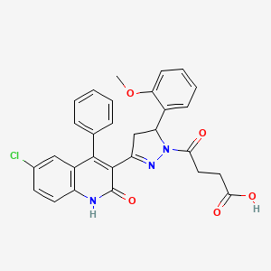 4-[3-(6-chloro-2-hydroxy-4-phenylquinolin-3-yl)-5-(2-methoxyphenyl)-4,5-dihydro-1H-pyrazol-1-yl]-4-oxobutanoic acid