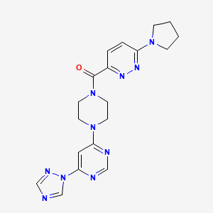 (4-(6-(1H-1,2,4-triazol-1-yl)pyrimidin-4-yl)piperazin-1-yl)(6-(pyrrolidin-1-yl)pyridazin-3-yl)methanone