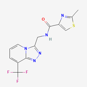 molecular formula C13H10F3N5OS B2809152 2-methyl-N-((8-(trifluoromethyl)-[1,2,4]triazolo[4,3-a]pyridin-3-yl)methyl)thiazole-4-carboxamide CAS No. 1903602-01-6