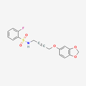N-(4-(benzo[d][1,3]dioxol-5-yloxy)but-2-yn-1-yl)-2-fluorobenzenesulfonamide
