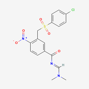 molecular formula C17H16ClN3O5S B2809182 3-{[(4-chlorophenyl)sulfonyl]methyl}-N-[(dimethylamino)methylene]-4-nitrobenzenecarboxamide CAS No. 1164481-20-2