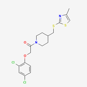 molecular formula C18H20Cl2N2O2S2 B2809192 2-(2,4-Dichlorophenoxy)-1-(4-(((4-methylthiazol-2-yl)thio)methyl)piperidin-1-yl)ethanone CAS No. 1421483-73-9
