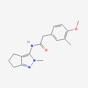 molecular formula C17H21N3O2 B2809205 2-(4-methoxy-3-methylphenyl)-N-(2-methyl-2,4,5,6-tetrahydrocyclopenta[c]pyrazol-3-yl)acetamide CAS No. 1105251-92-0
